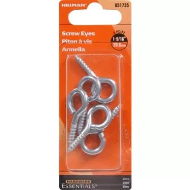 .162 X 1-9/16 Zinc-plated Medium Eye Screw Eye Hillman Hooks And Eyes 851735