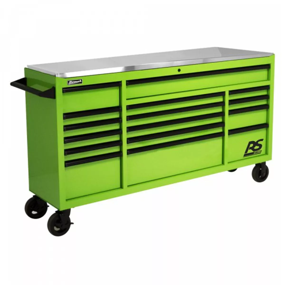 Homak Manufacturing 72” RS Pro Roller Cabinet with Stainless Steel Top- Green