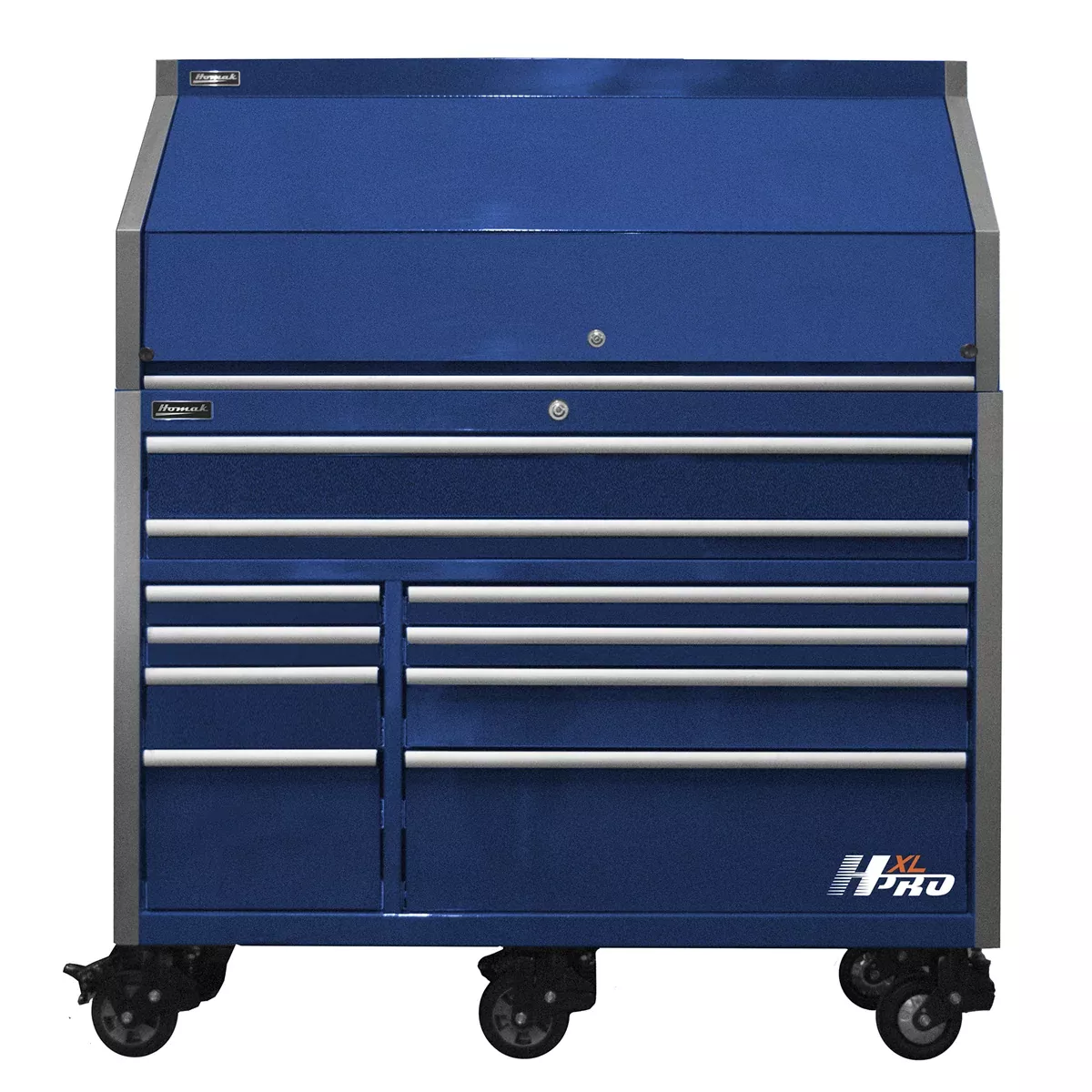 Homak Manufacturing HXL Pro Series 30"" Deep 18-Drawer Roller Cabinet and Top Hutch Combo -Black