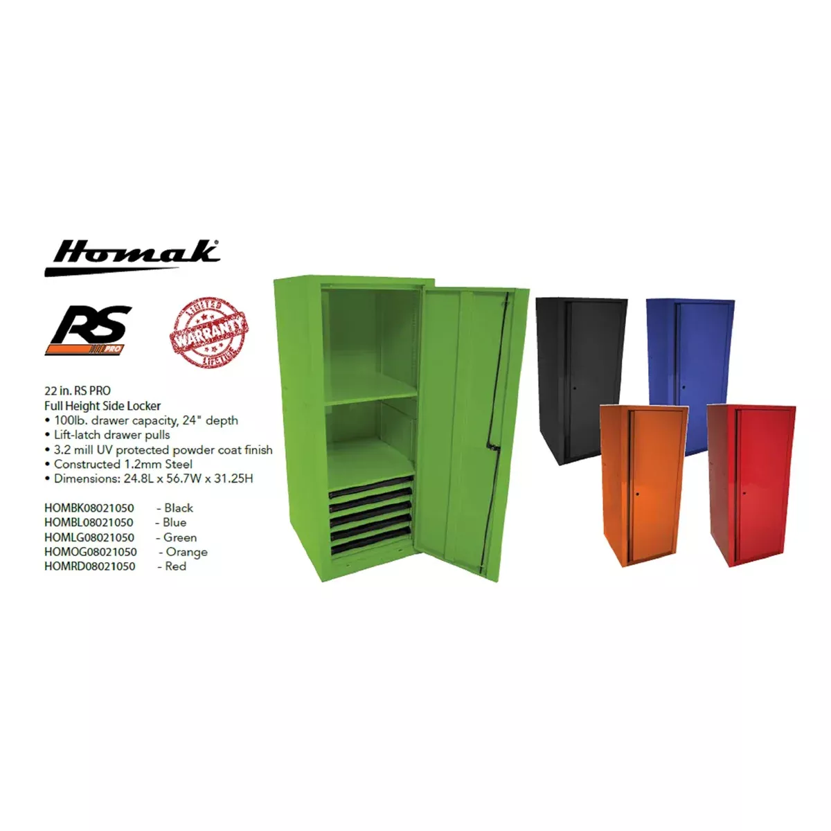 Homak Manufacturing RS PRO 22 in. Full Height Side Locker; Black